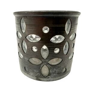 decorative votive Candle tea light Holder metal glass flower cutouts home decor